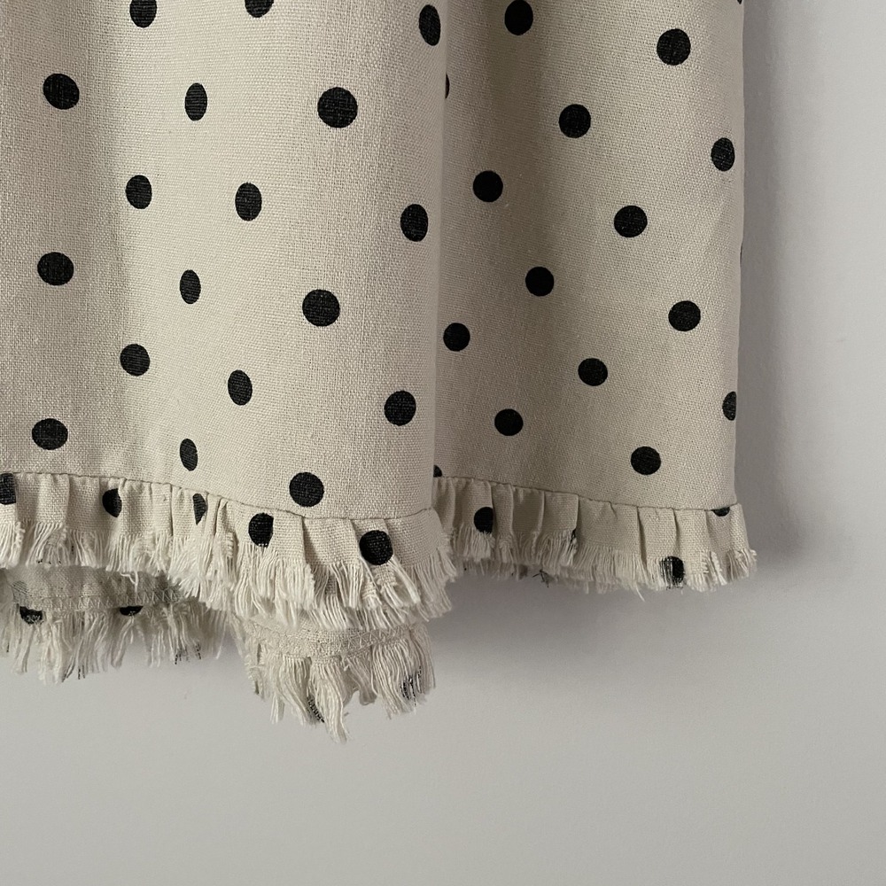 Umgee Linen Cotton Polka Dot Boxy Top Ivory Size S Canvas Fringe Twee Oversized - Picture 7 of 12